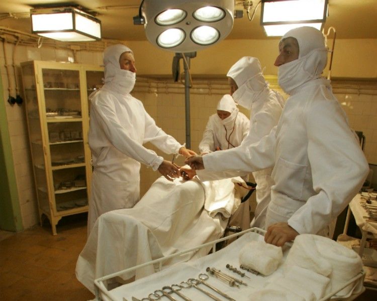 Historic surgical operating room display inside Hospital in the Rock