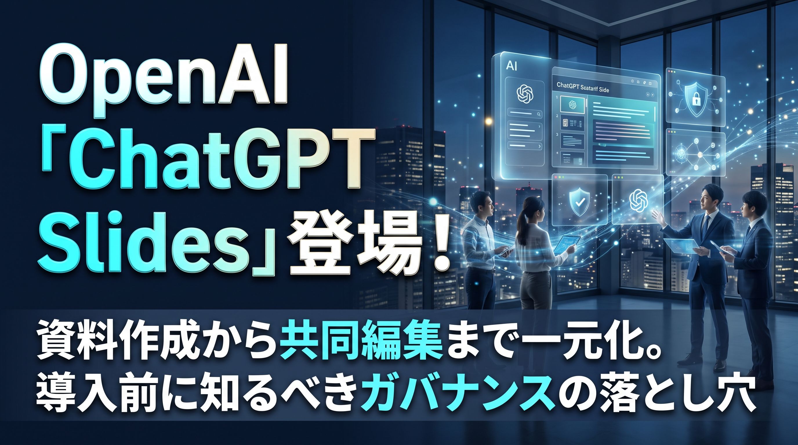 OpenAI『ChatGPT Slides』登場!資料作成から共同編集まで一元化。導入前に知るべきガバナンスの落とし穴