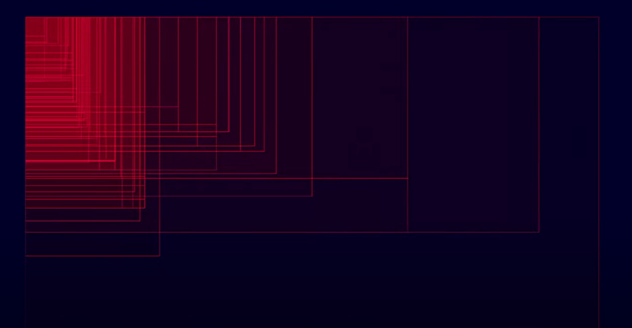 Many squares, too many to count, each representing a screen size, are overlapping each other. 