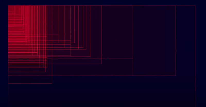 Many squares, too many to count, each representing a screen size, are overlapping each other.