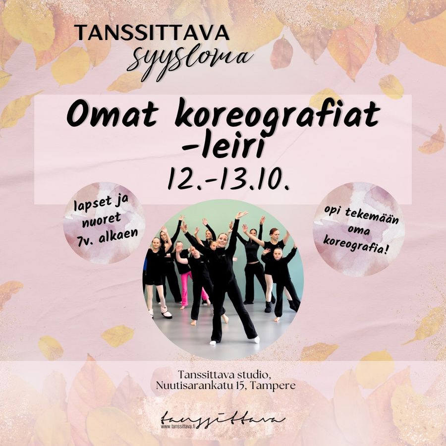 Omat koreografiat -leiri 12.–13.10. — juliste