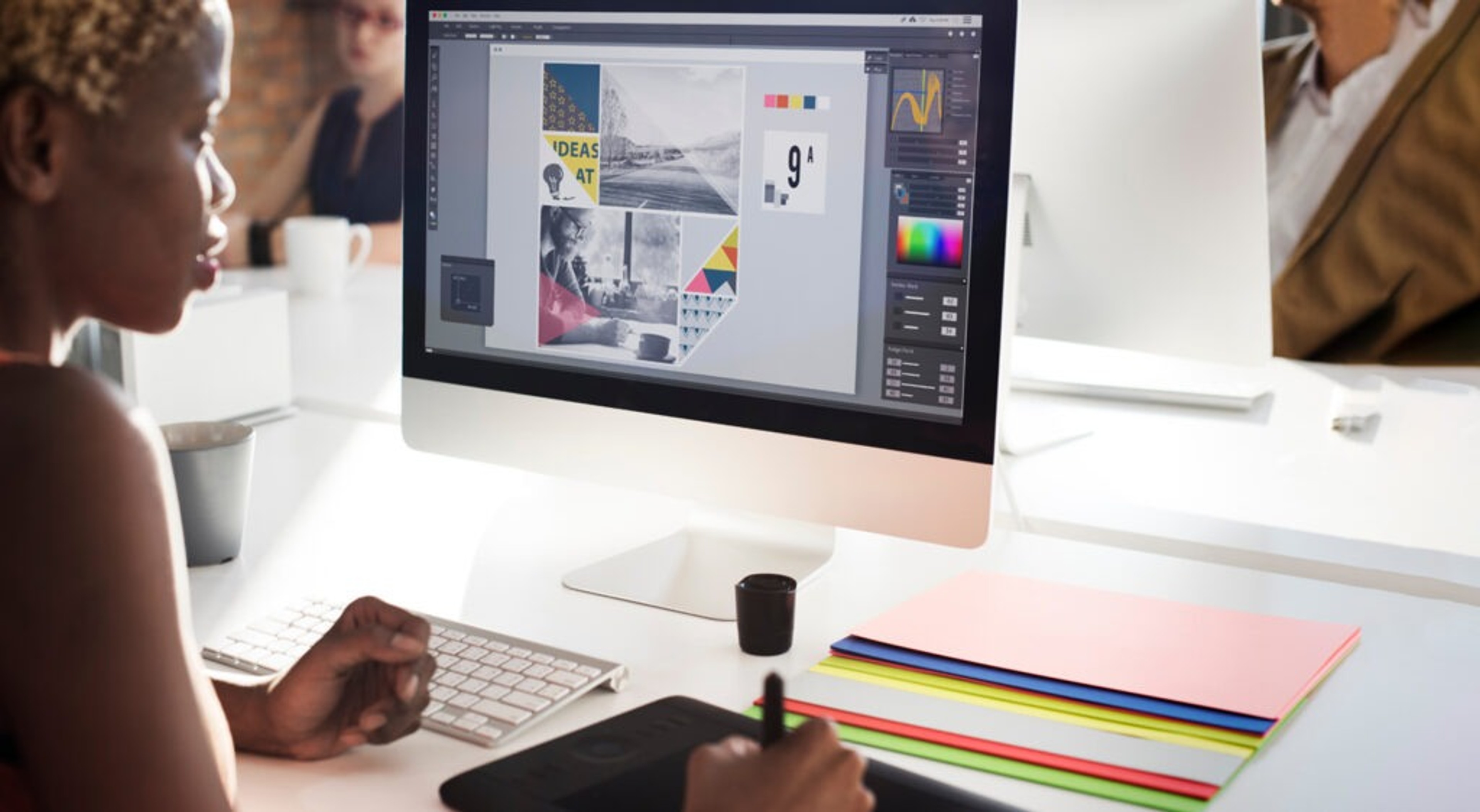 Graphic designer creating thank you cards