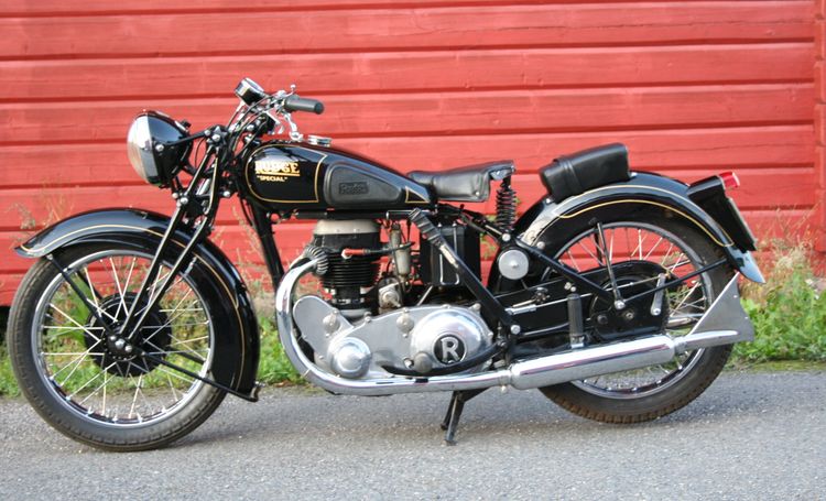 Classic blue Suzuki motorcycle