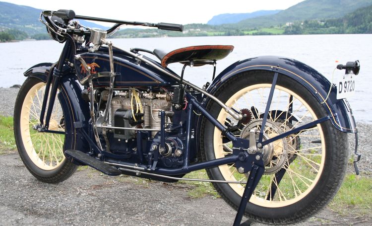 Classic blue Suzuki motorcycle