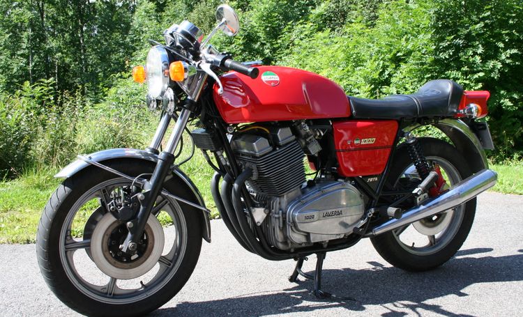 Classic blue Suzuki motorcycle