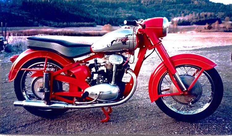 Classic blue Suzuki motorcycle