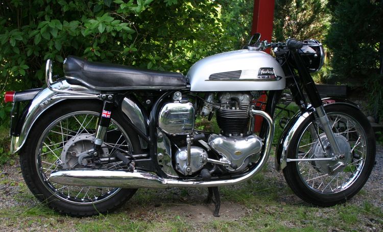 Classic blue Suzuki motorcycle