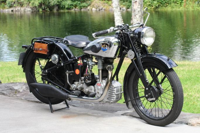 Classic blue Suzuki motorcycle