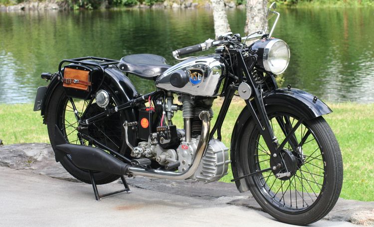 Classic blue Suzuki motorcycle