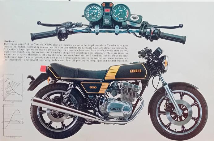 Designet på XS500 med vinkler og rette linjer ganske ulik tidligere modeller fra Yamaha