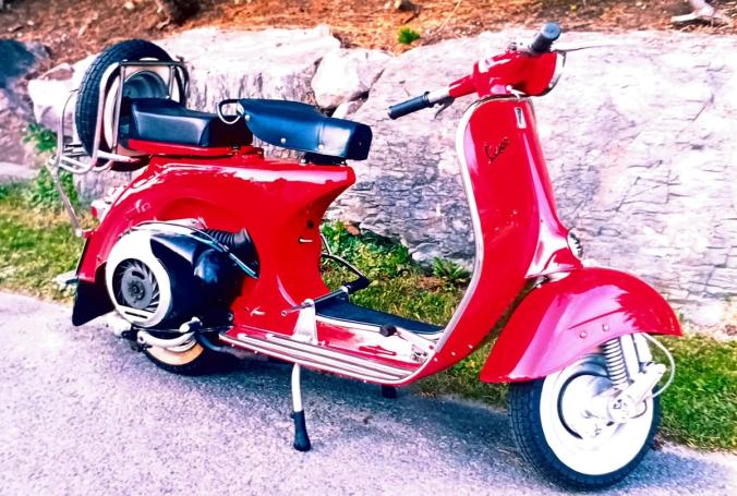 Classic blue Suzuki motorcycle