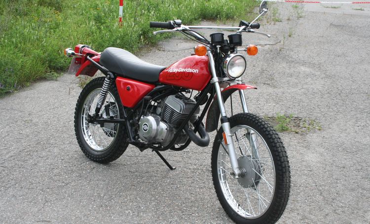 Classic blue Suzuki motorcycle