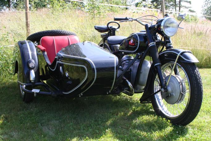 Classic blue Suzuki motorcycle