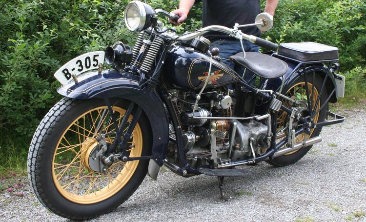 Classic blue Suzuki motorcycle