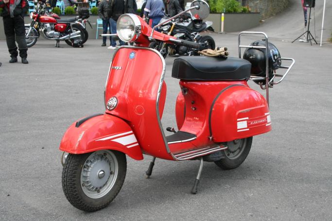 Classic blue Suzuki motorcycle