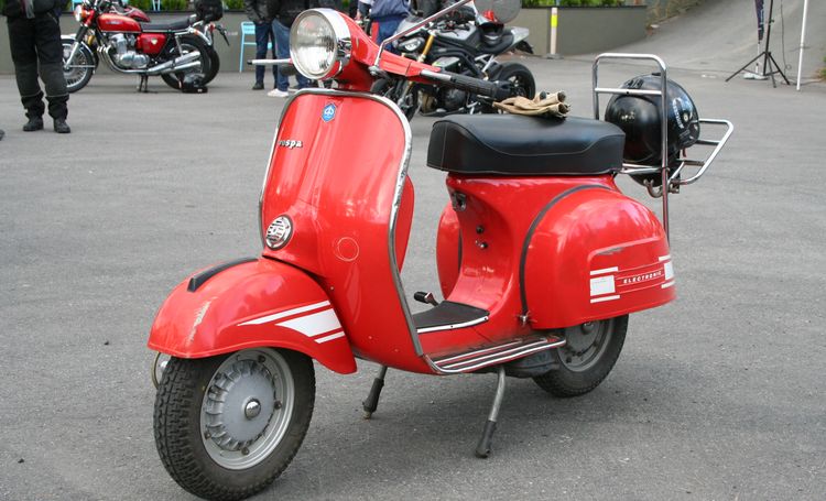 Classic blue Suzuki motorcycle