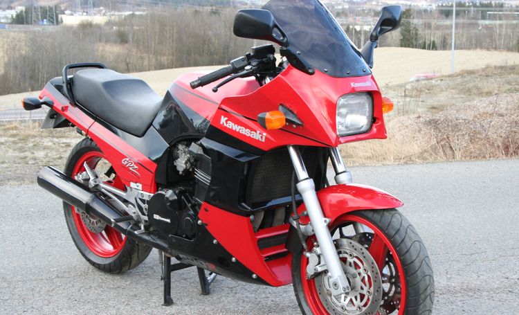 Classic blue Suzuki motorcycle