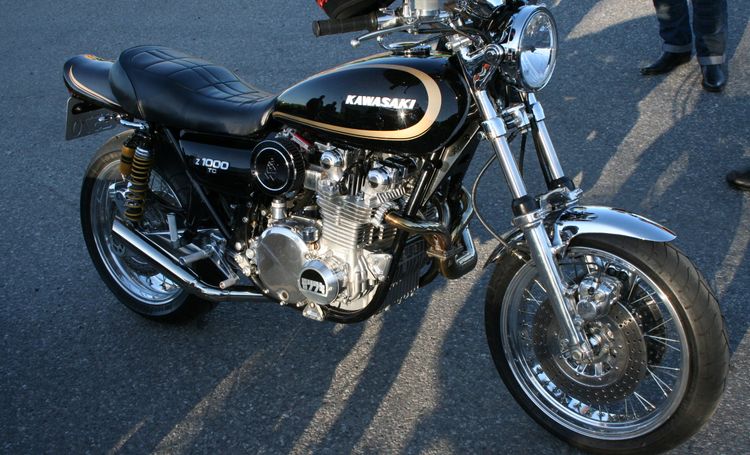 Classic blue Suzuki motorcycle