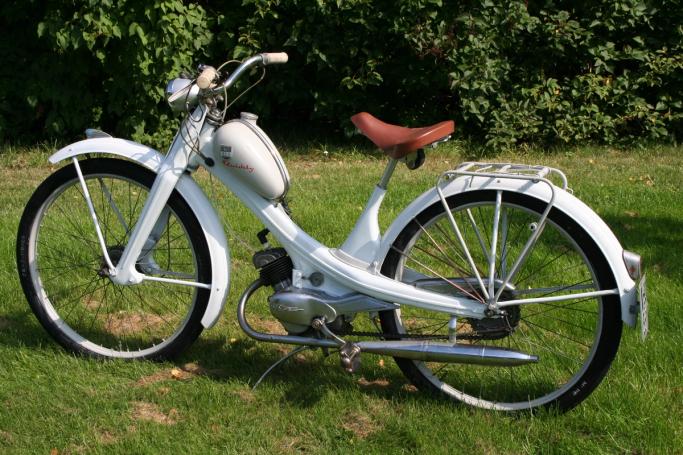 Classic blue Suzuki motorcycle