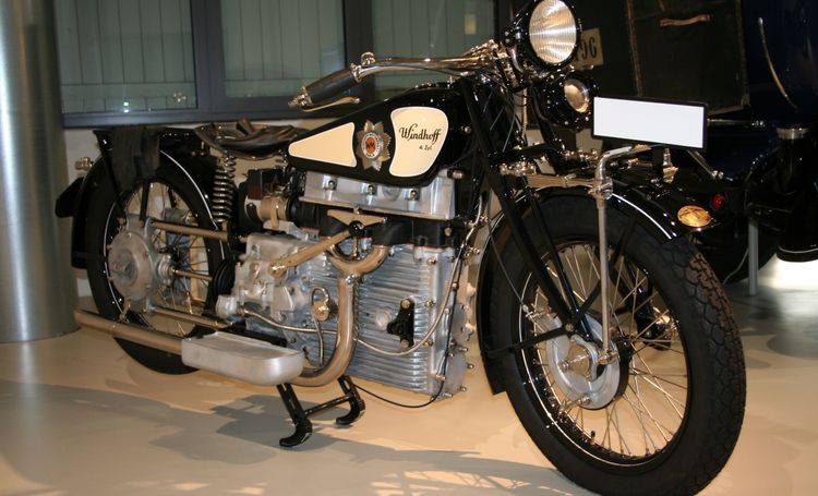 Classic blue Suzuki motorcycle