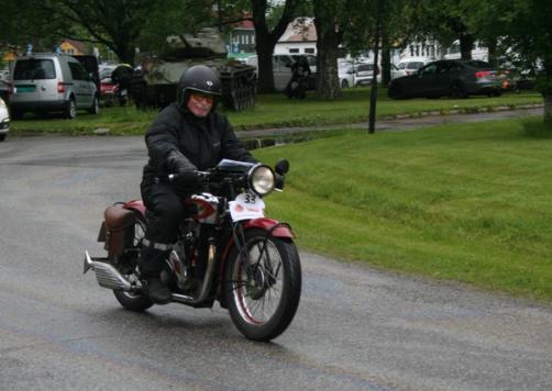 Håkan Sjøberg (Sverige) på sin Husqvarna TV110 500ccm, 1934-modell