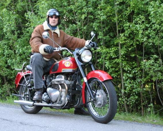 Classic blue Suzuki motorcycle