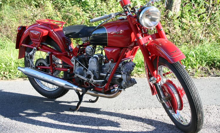 Classic blue Suzuki motorcycle