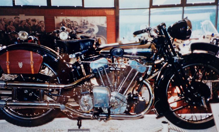 Classic blue Suzuki motorcycle