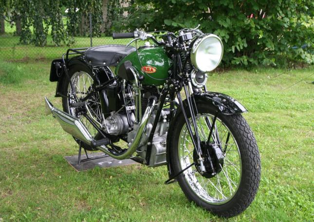 Classic blue Suzuki motorcycle