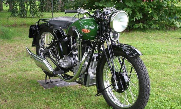 Classic blue Suzuki motorcycle