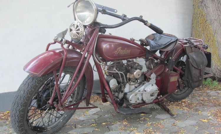 Classic blue Suzuki motorcycle