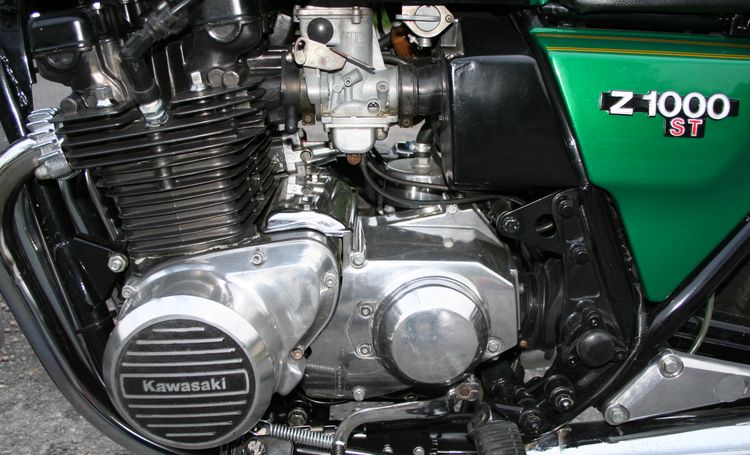 Classic blue Suzuki motorcycle