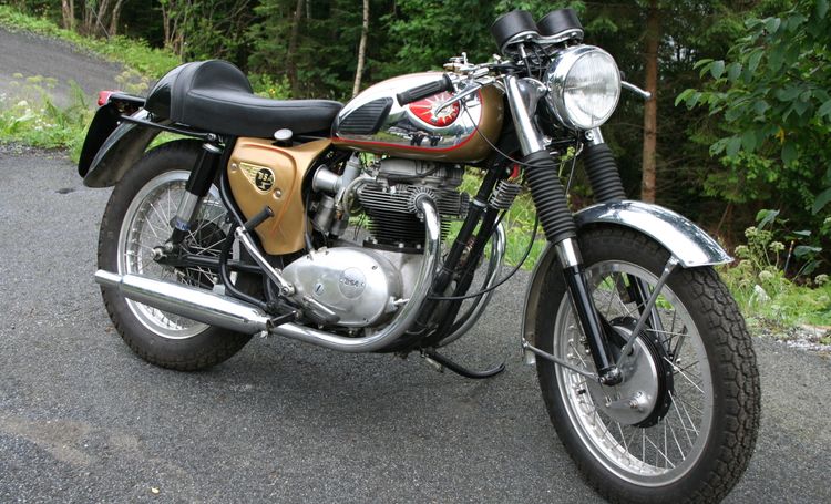 Classic blue Suzuki motorcycle