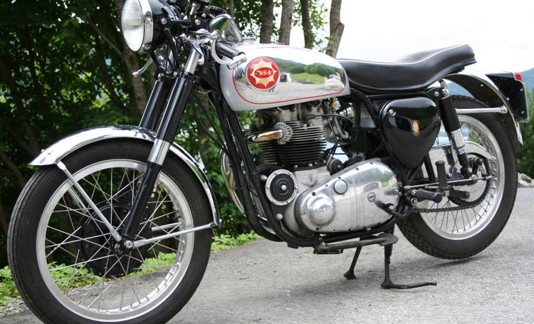 Classic blue Suzuki motorcycle