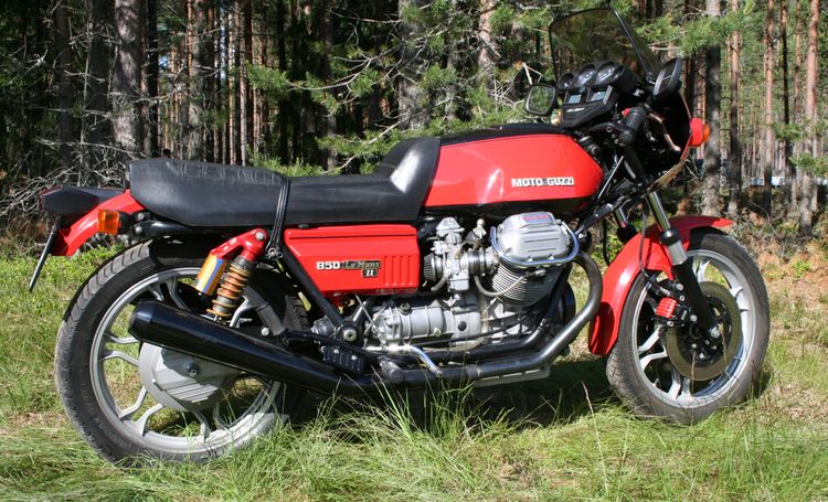 Classic blue Suzuki motorcycle