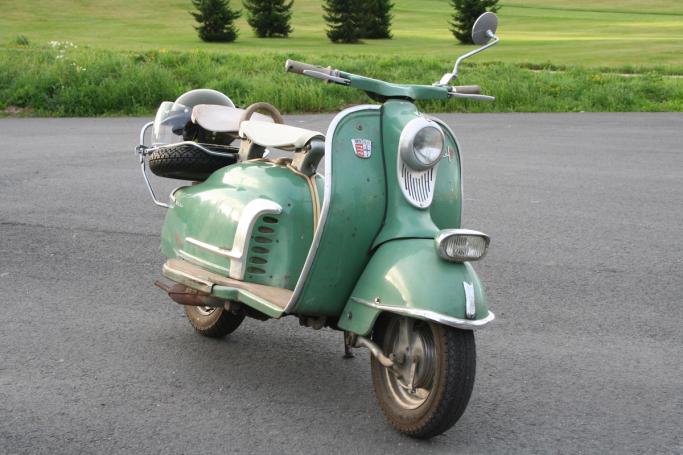 Classic blue Suzuki motorcycle