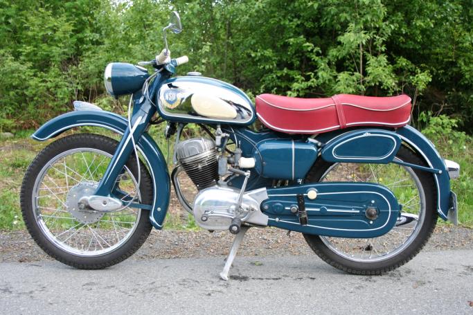 Classic blue Suzuki motorcycle