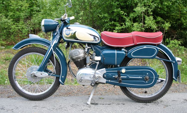 Classic blue Suzuki motorcycle