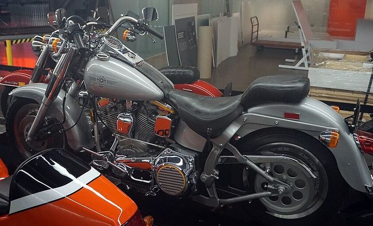 Classic blue Suzuki motorcycle