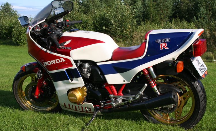 Classic blue Suzuki motorcycle