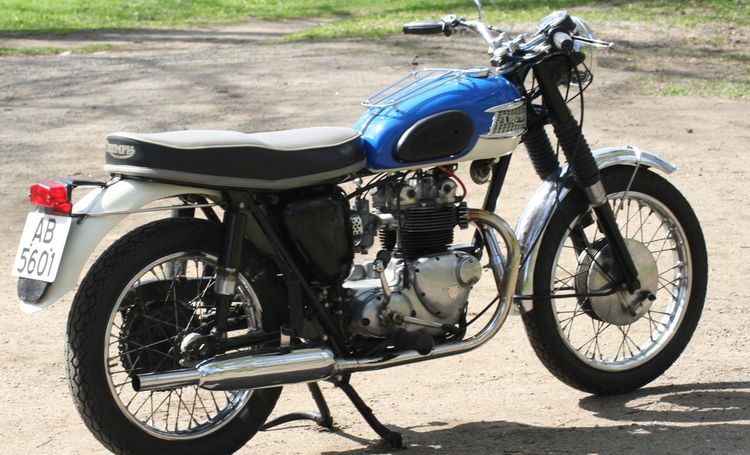 Classic blue Suzuki motorcycle