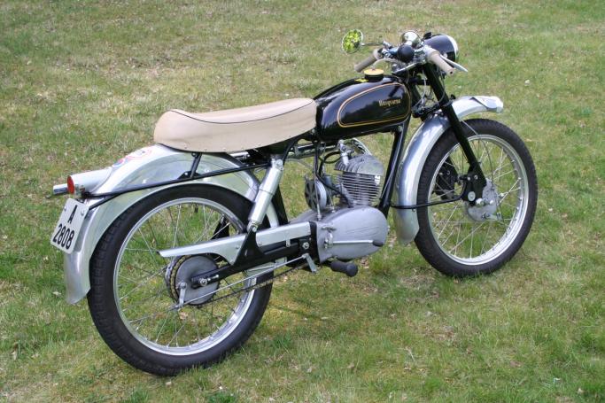 Classic blue Suzuki motorcycle