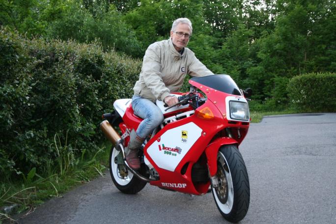 Geir har hatt både tysk og japansk mc. Nå er det Italiensk fra Bologna som gjelder.