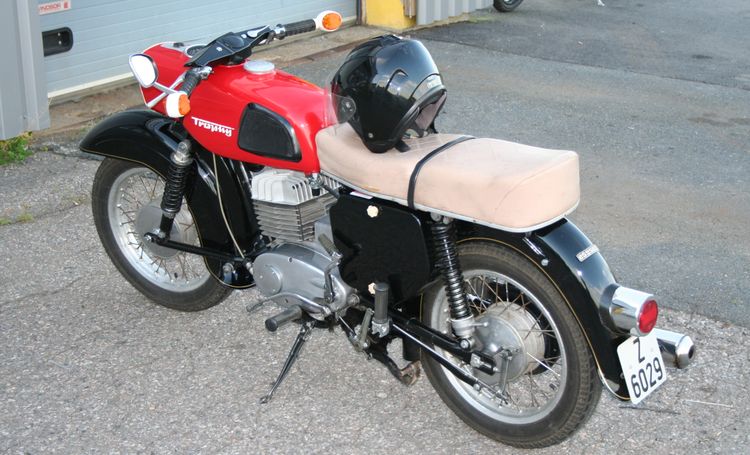 Classic blue Suzuki motorcycle