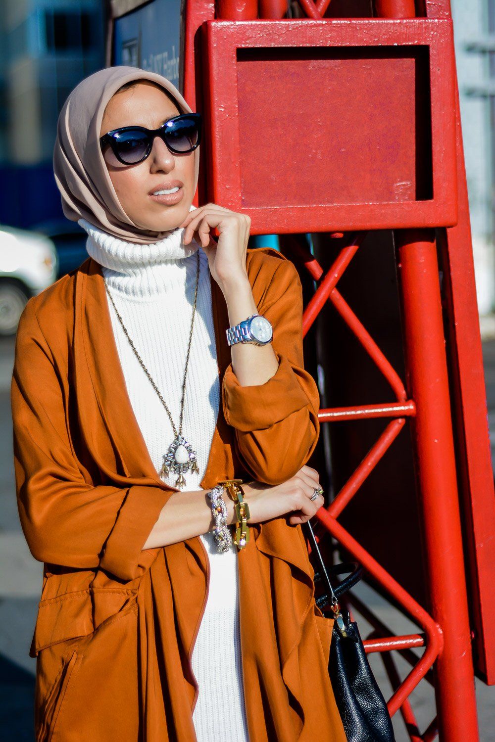 Orange hijab hot sale outfit