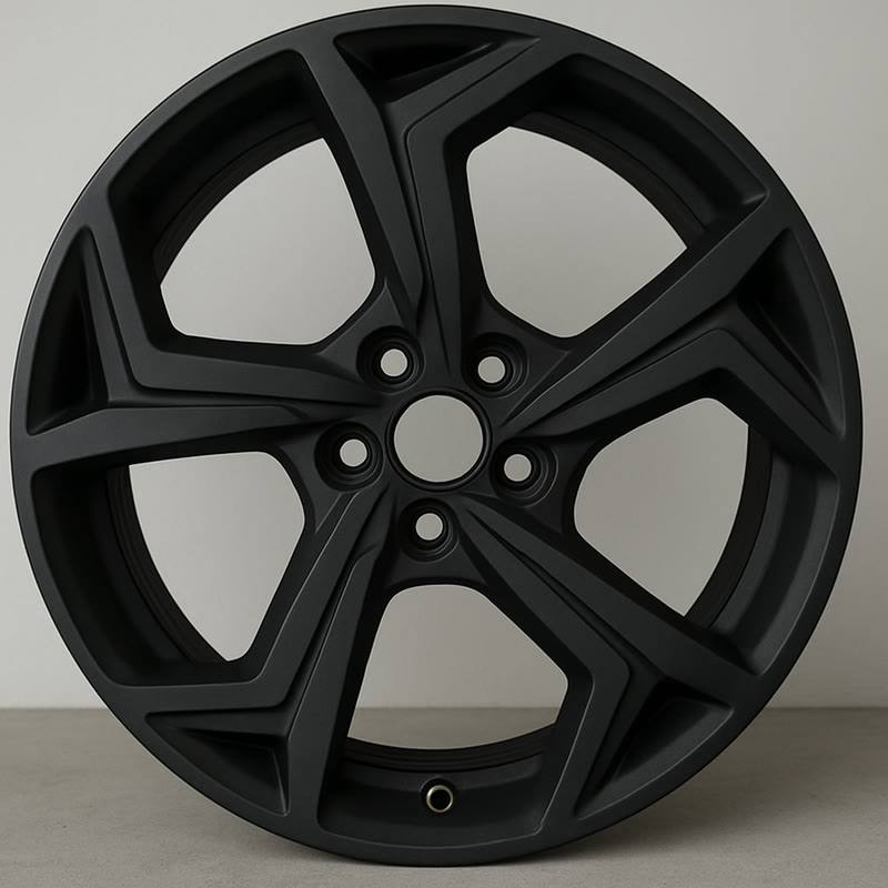 Dezelfde velg mat zwart gepoedercoat, na behandeling