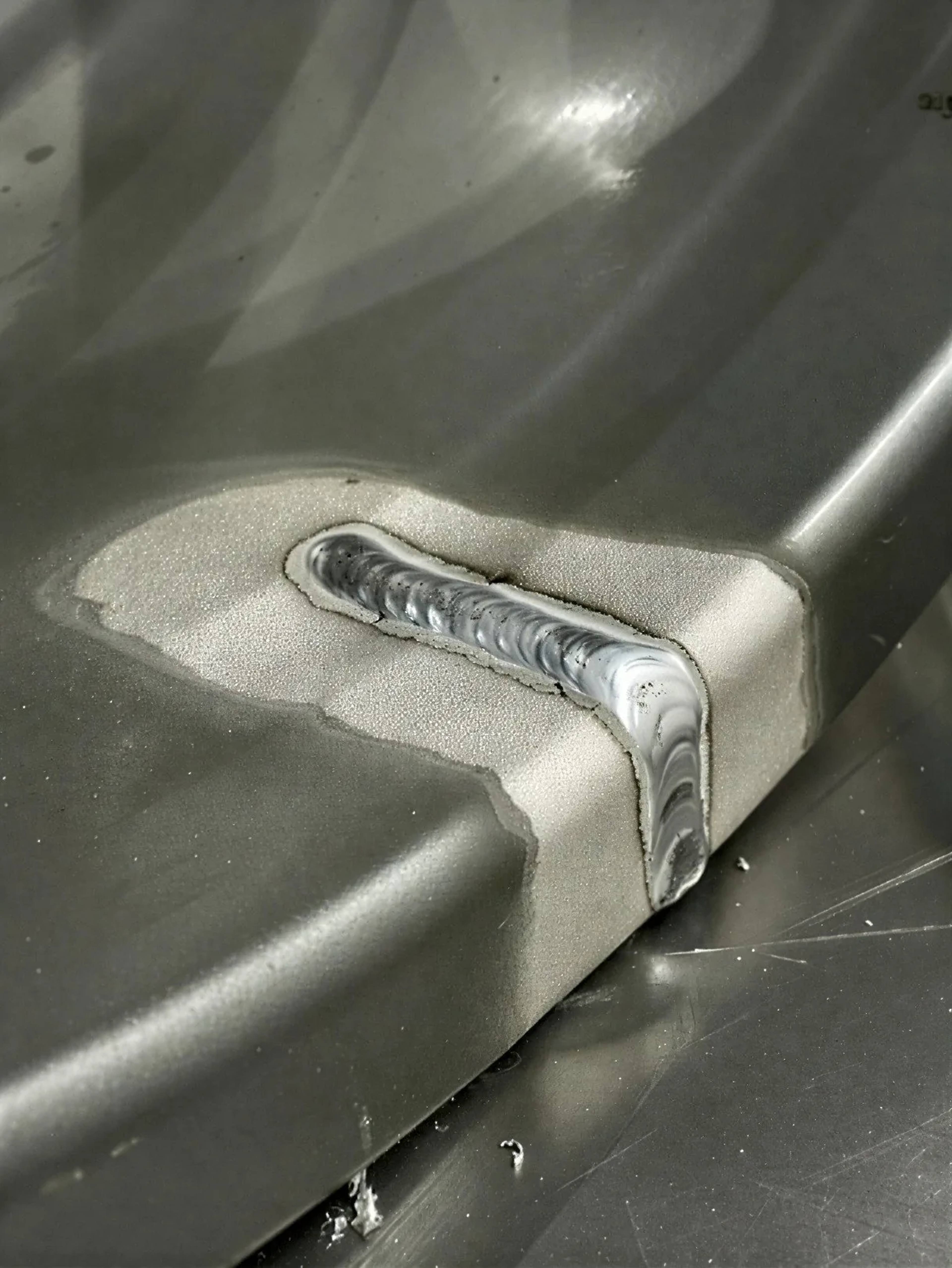 Gelaste naad in een aluminium velg