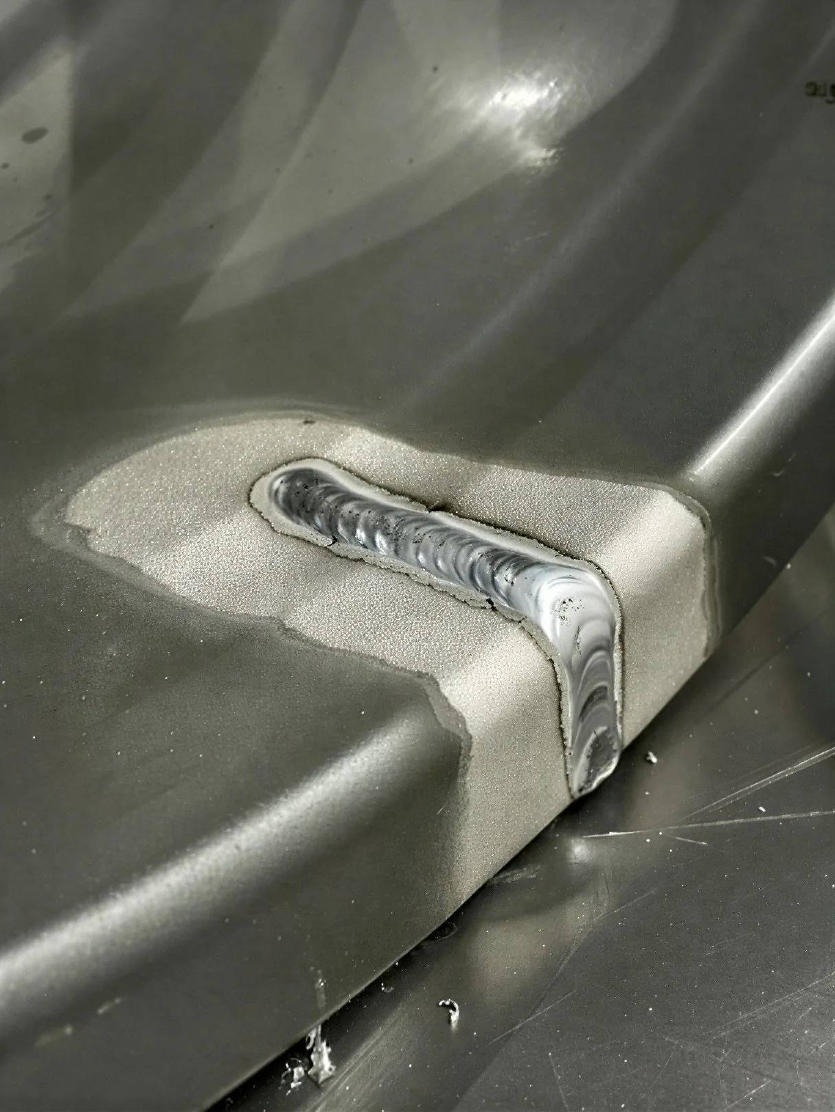 Gelaste naad in een aluminium velg