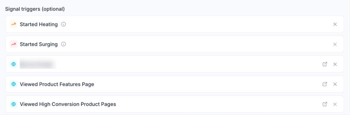 Selected Play triggers include surging activity, page views, and sign-ups