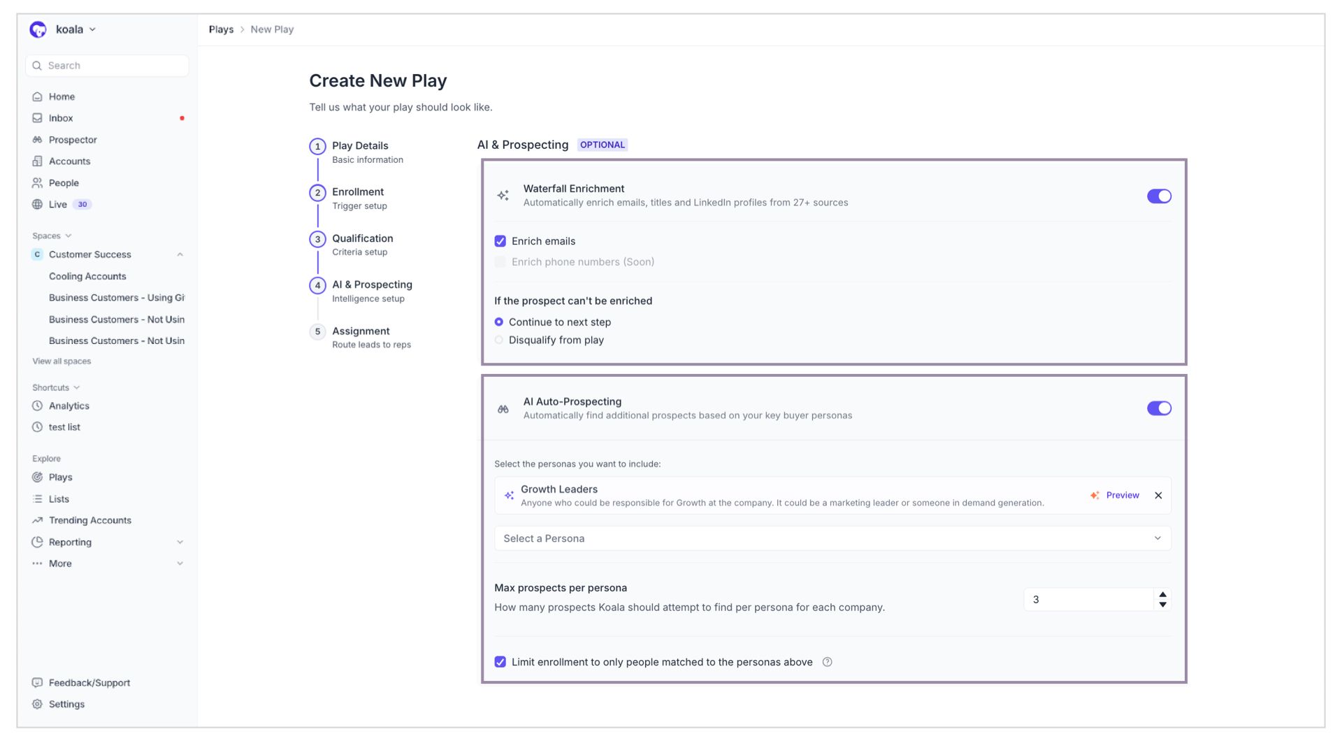 AI auto-prospecting and Waterfall contact enrichment